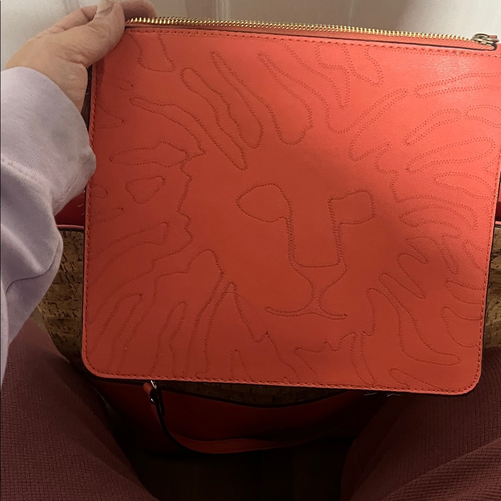 Anne Klein Coral and Tan Tote Bag - Picture 7 of 13